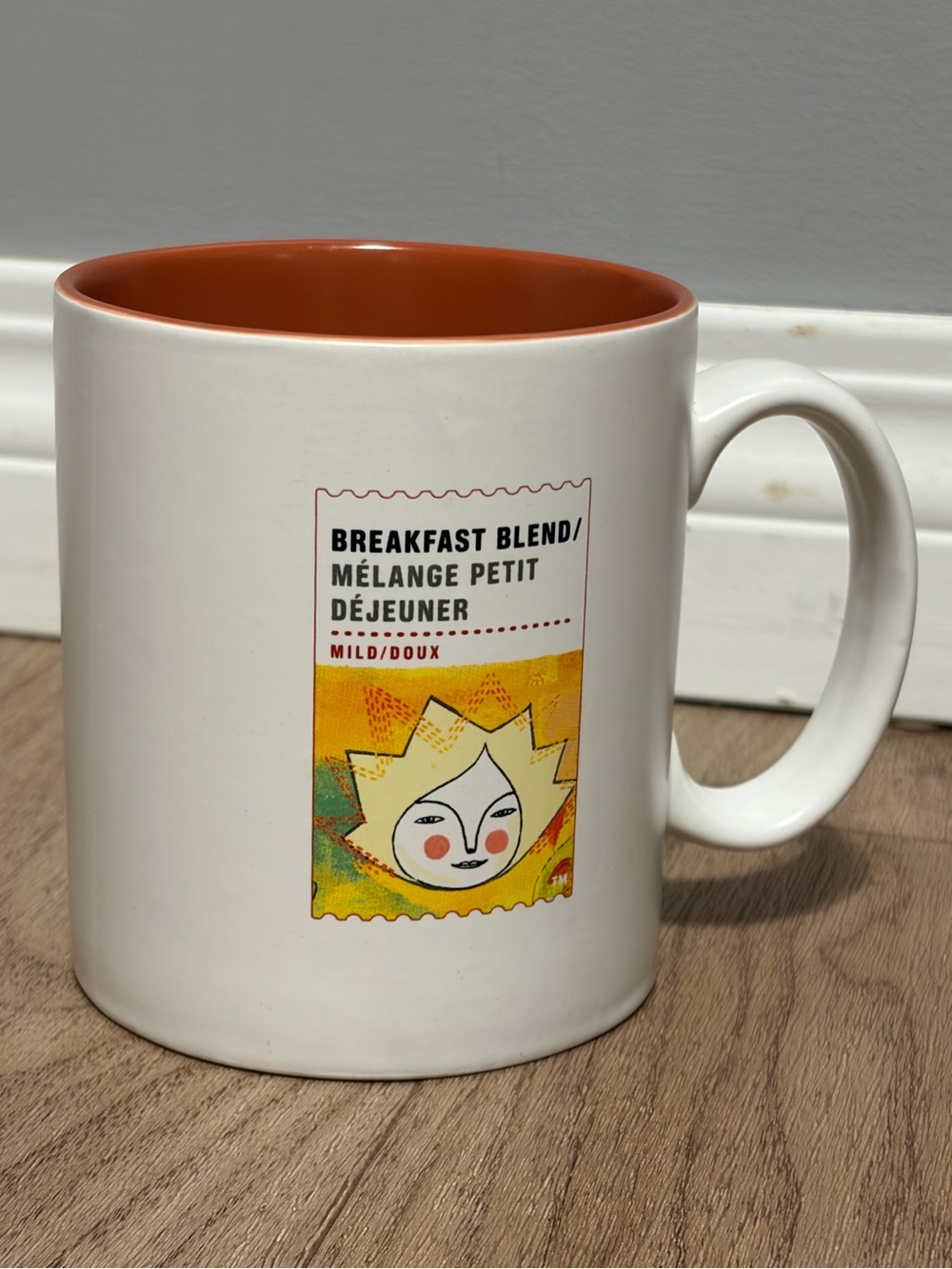 Starbucks Breakfast Blend Mild Coffee Tea Mug 2010 Orange White Collectable